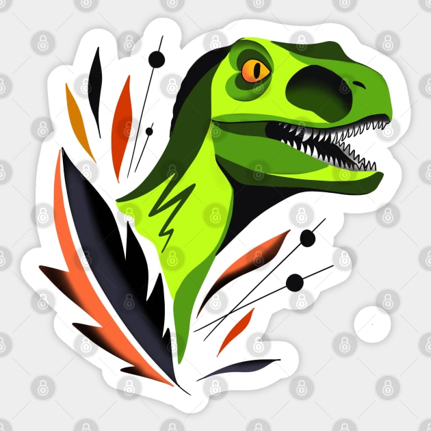 Colorblock velociraptor Sticker by Jurassic Ink